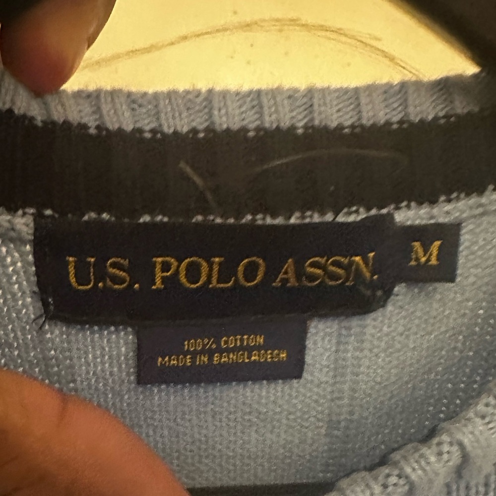 US Polo Assn Blue Cable Knit Sweater - Picture 3 of 3